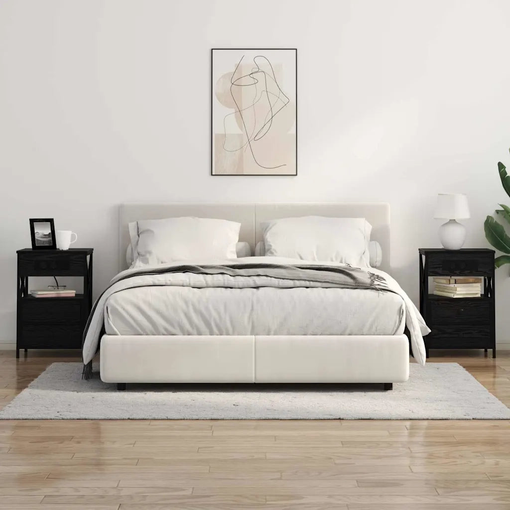 vidaXL Armadio da Notte con cassetto 2 pcs Rovere nero 40 x 31 x 60 cm