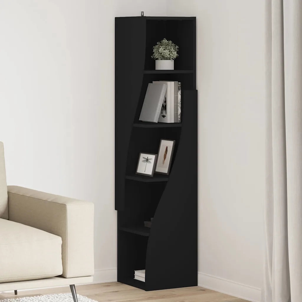 Mobile angolare Nero 32x32x140cm Legno multistrato 889876