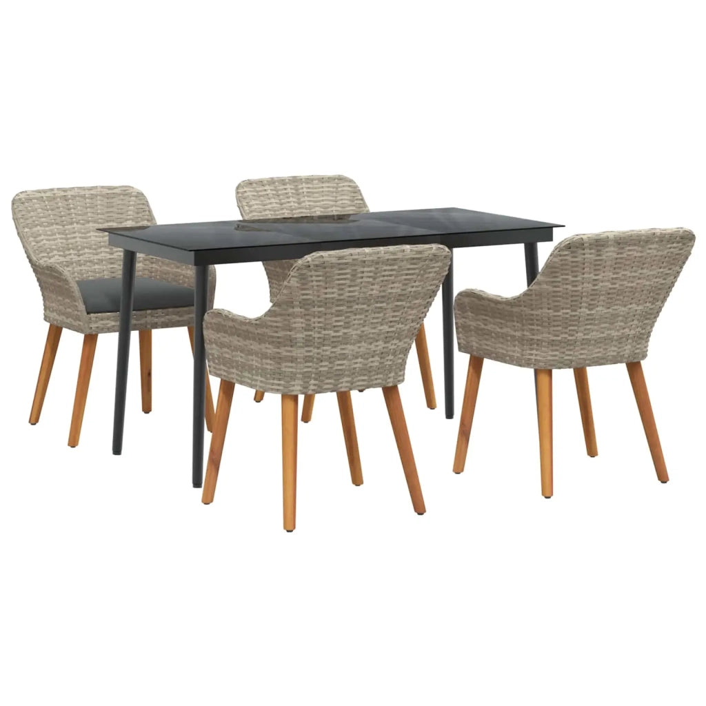Set da Pranzo per Giardino 5 pcs Grigio chiaro polyrattan