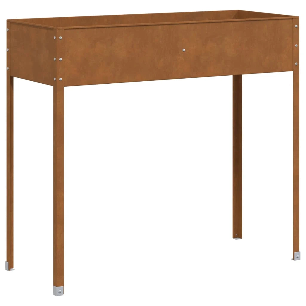 Fioriera rialzata per piante e fiori terrazza giardino 100,5 x 40,5 x 90 cm acciaio resistente alle intemperie marrone 02_0037291
