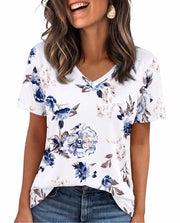Maglione con collo V - Maniche corte - Casuale - Abito elegante - Donna - Materiale soffice e respirante - Senza rughetta e stirabile - Top