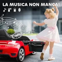 Macchina per Bambini 3-5 Anni con Licenza Ufficiale RUF GT, Telecomando, Cintura di Sicurezza e Musica, Rosso