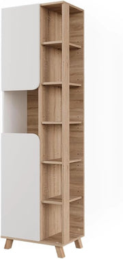 Mobile da bagno Karen, Sonoma/Bianco, 50 x 175 cm con 2 porte, per la conservazione di articoli da bagno e asciugamani