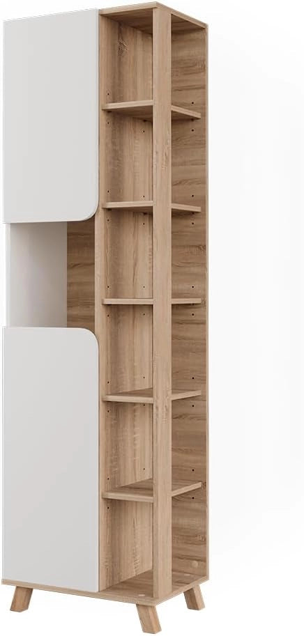 Mobile da bagno Karen, Sonoma/Bianco, 50 x 175 cm con 2 porte, per la conservazione di articoli da bagno e asciugamani