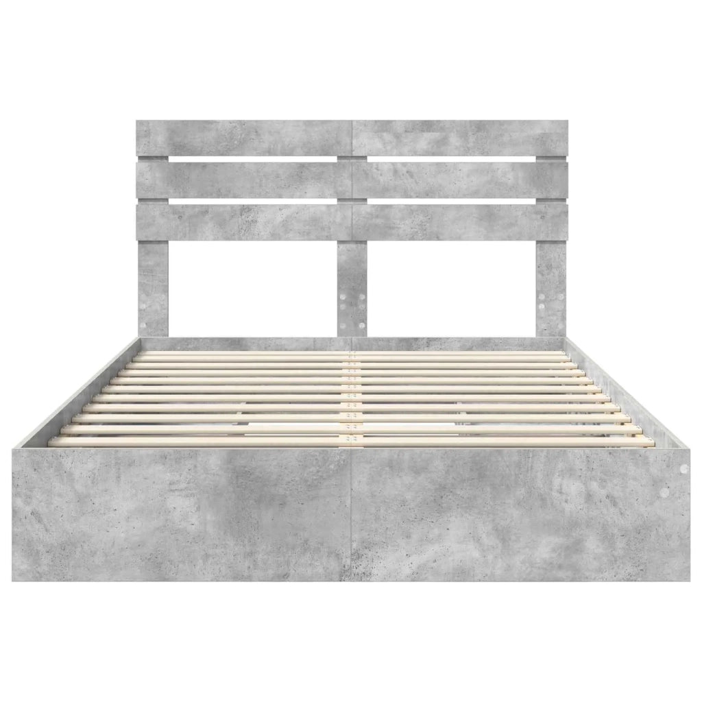 Letto con Contenitore con testiera Grigio cemento 150 x 200 cm