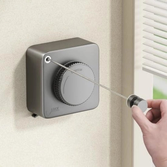 Tendina retrattile 4,6 m - Estensibile, In acciaio inossidabile - Anti-sfondamento, Montaggio a muro - Per Interno e Esterno - Grigio