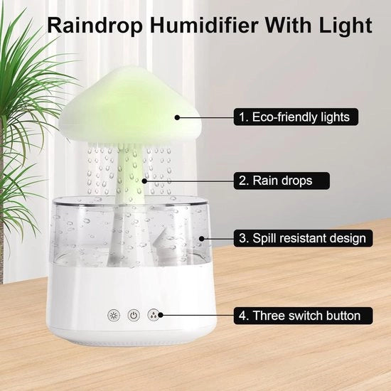 Diffusore di Aria e Aromaterapia con Lampada a LED da Notte - Nuvola di Pioggia con 7 Colori