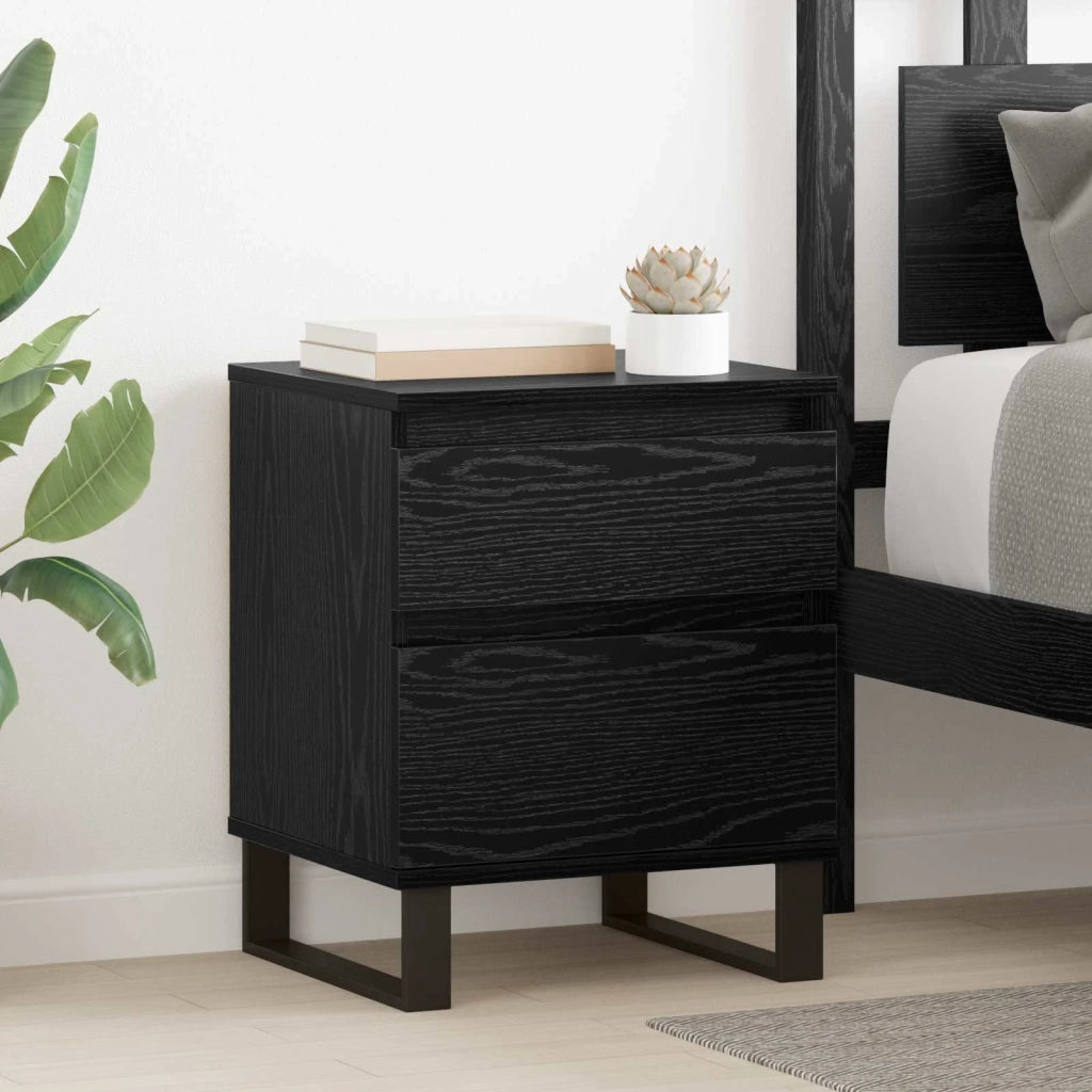 Armadio da Notte Rovere Nero 40 x 35 x 50 cm Legno multistrato 882667
