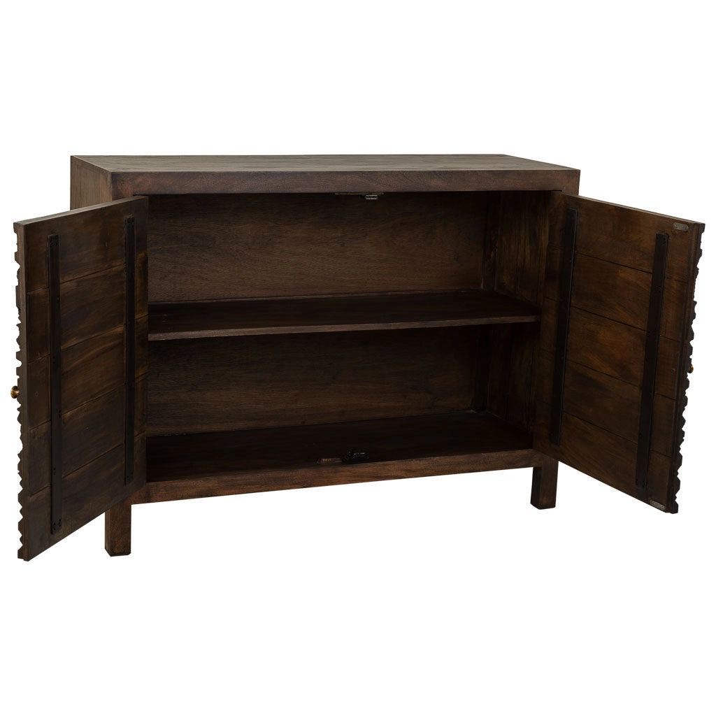 Credenza in legno scolpito nero 120x40x90