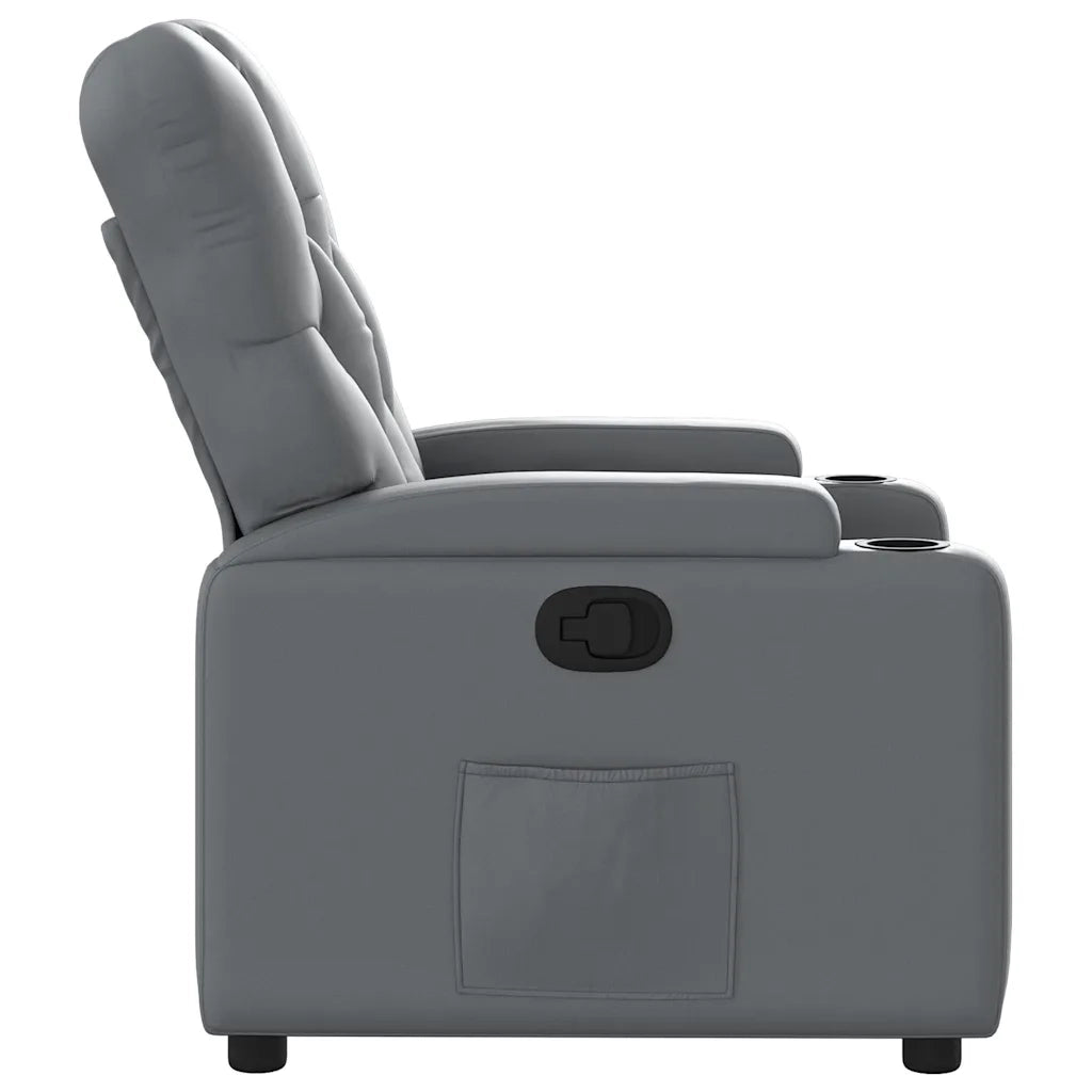 Divano Sedia-Poltrona Reclinabile Grigia in Similpelle 987447