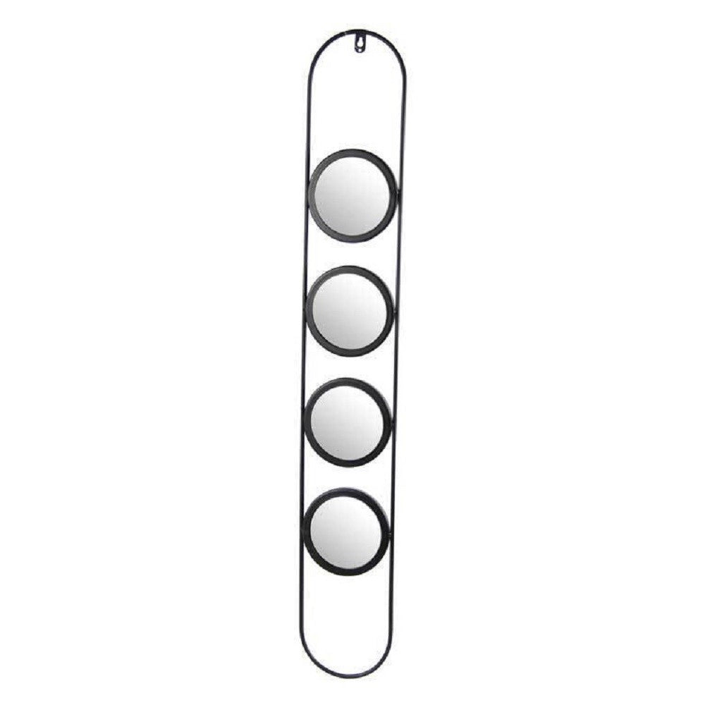Trade Shop - Specchio Parete Metallo 4 Posti Nero Bagno Salotto Decorativo 13x1,2x86cm 818851 -