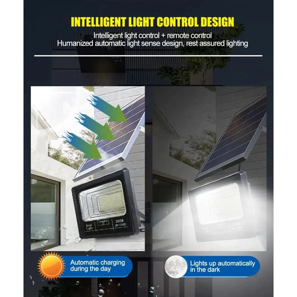 Trade Shop - Faretto Luce Solare Con Pannello Fotovoltaico 300 W Ip65 Impermeabile Telecomando -