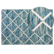 Tappeto tappetino Blu 140 x 200 cm Lana Motivo Geometrico soggiorno