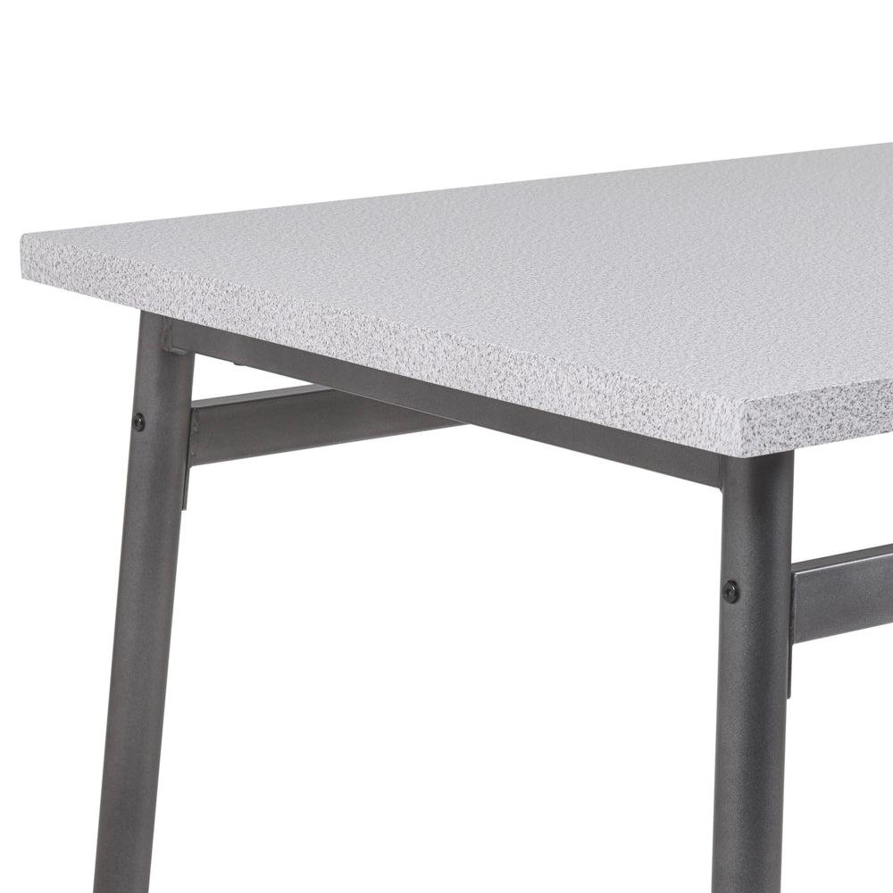 Set Pranzo Piano Grigio Gambe Acciaio Nero Tavolo Rettangolare 110 x 70 cm 4 Sedie Moderne