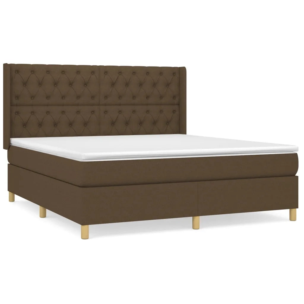 Giroletto a Molle con Materasso Marrone Scuro 160x200cm Tessuto