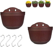 Piantine Sospese - Set di Vasche per Piante - Decorazione per Piante - Con Fessura di Drenaggio - 2 Pezzi - Caffè Scuro