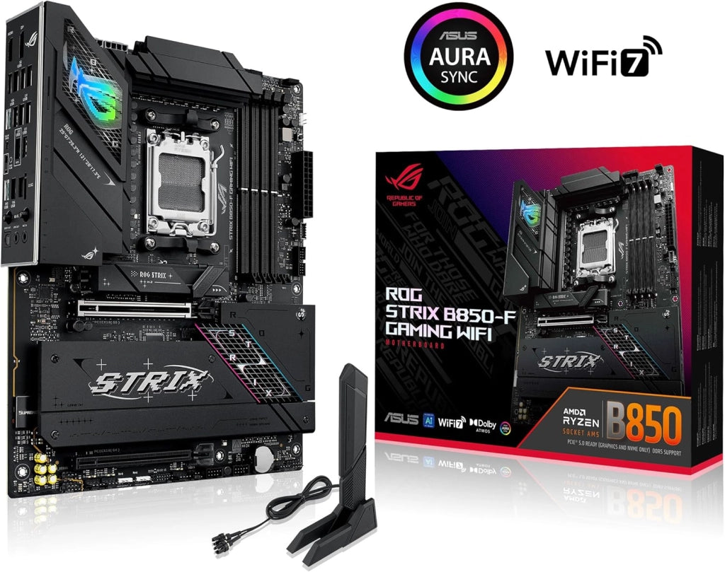 ROG Strix B850-F Gaming WiFi, Scheda Madre AMD ATX, 16+2+2 Fasi di Alimentazione, Slot DDR5, PCIe 5.0 con Slot Q-Release, 4 slot M.2, WiFi 7 con WiFi Q-Antenna, AI Advisor, AI Networking II