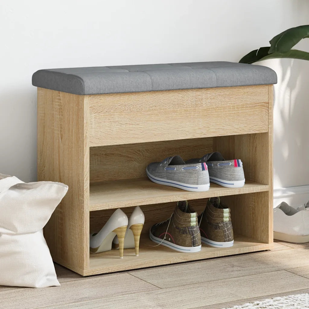 Panca Porta Scarpe-Sgabello-Panca Scarpiera Rovere Sonoma 62x32x50 cm Legno Multistrato
