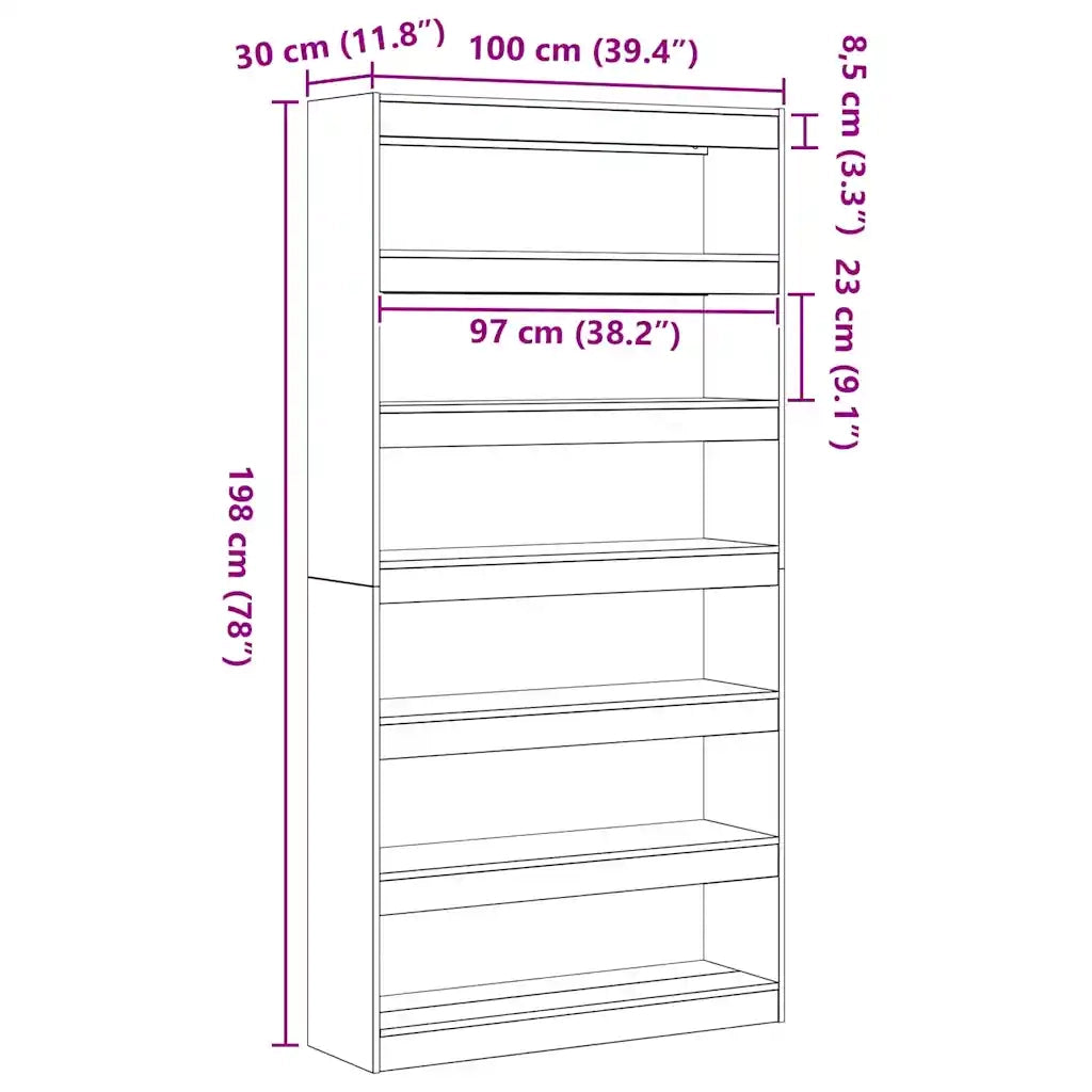 Armadio per Libri 6 livelli 100 x 30 x 198 cm Nero 3333925
