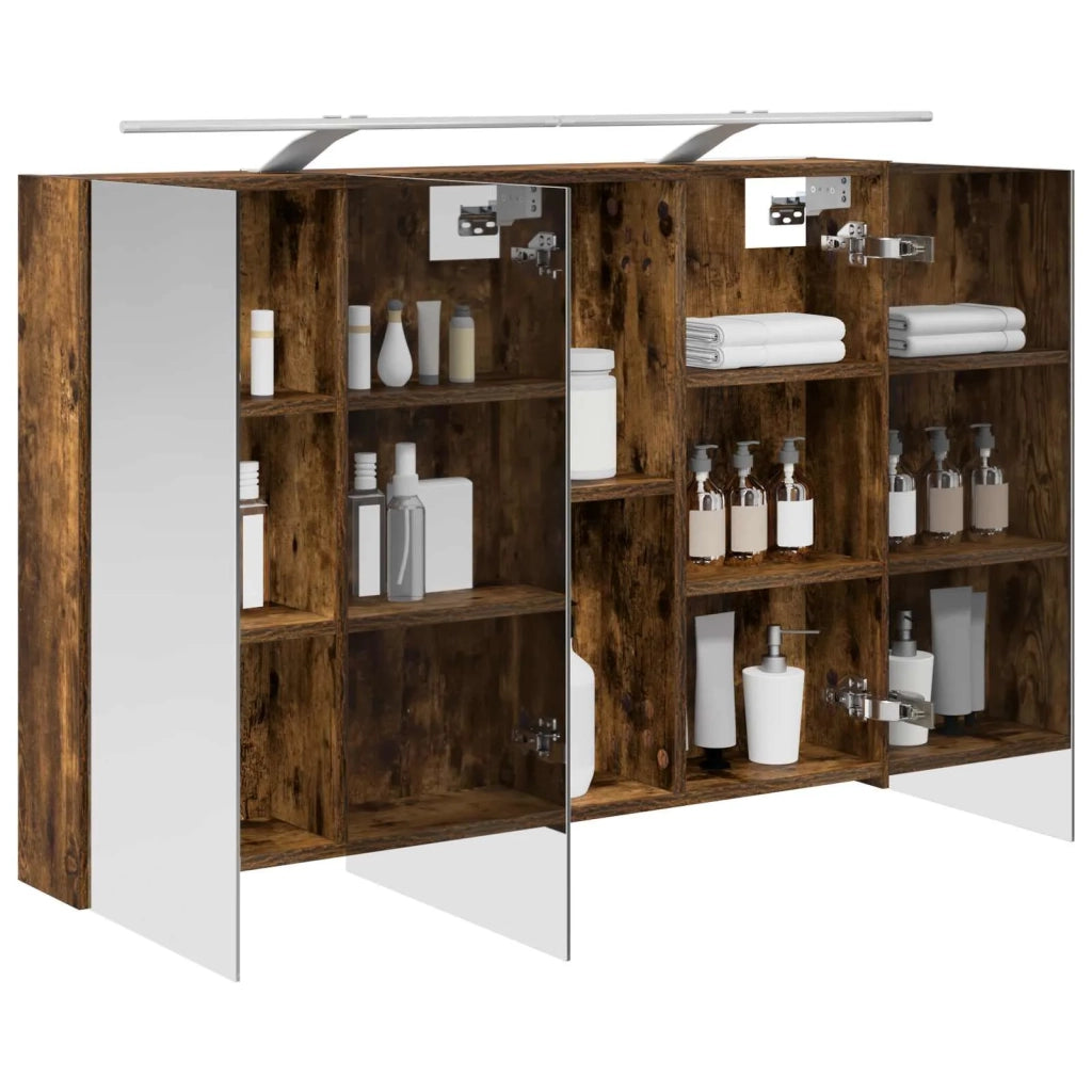 Mobiletto per specchio da bagno Rovere fumé 100 x 14,5 x 70 cm