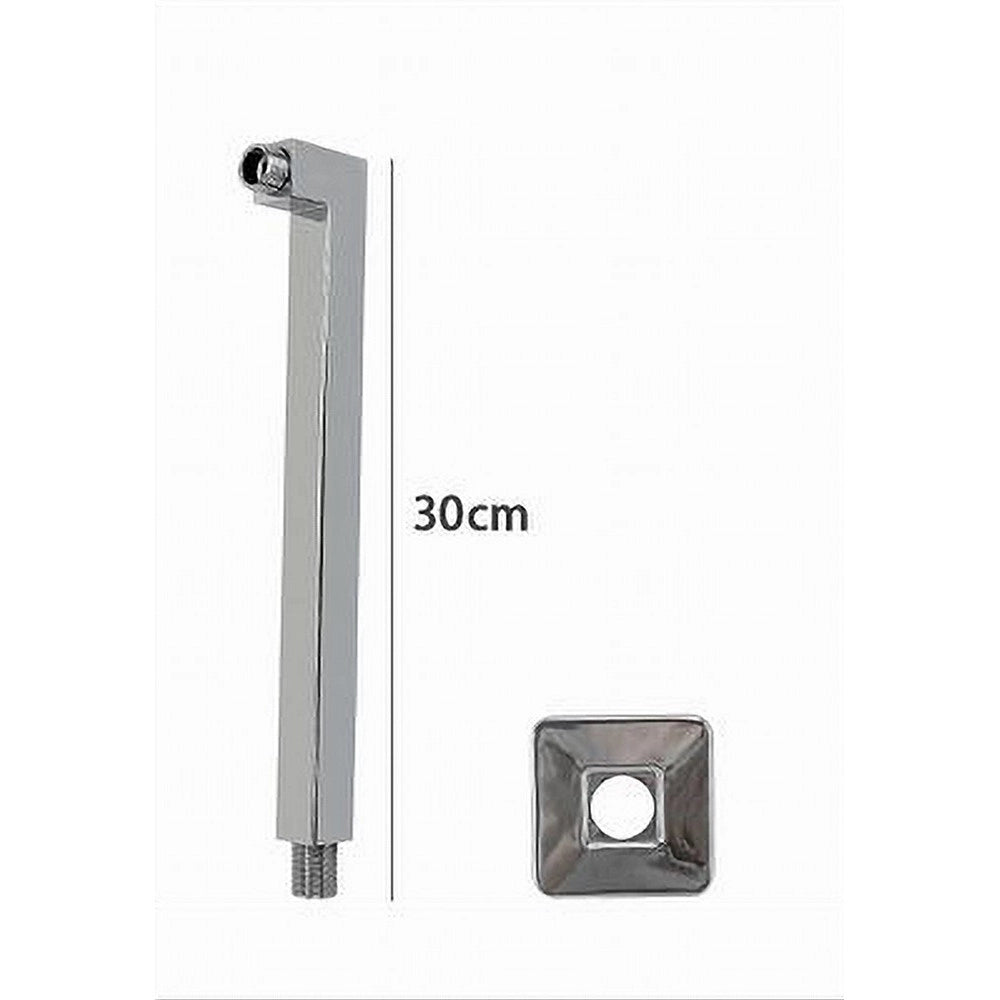 Trade Shop - Braccio Doccia In Ottone Cromato Quadrato Per Soffione Con Rosone 30 Cm 59492 -