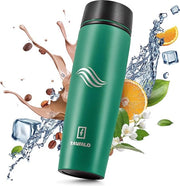 Tazza termica 460ml verde smeraldo in acciaio inossidabile, verniciatura a polvere.