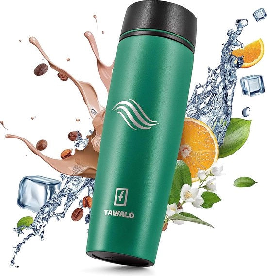 Tazza termica 460ml verde smeraldo in acciaio inossidabile, verniciatura a polvere.