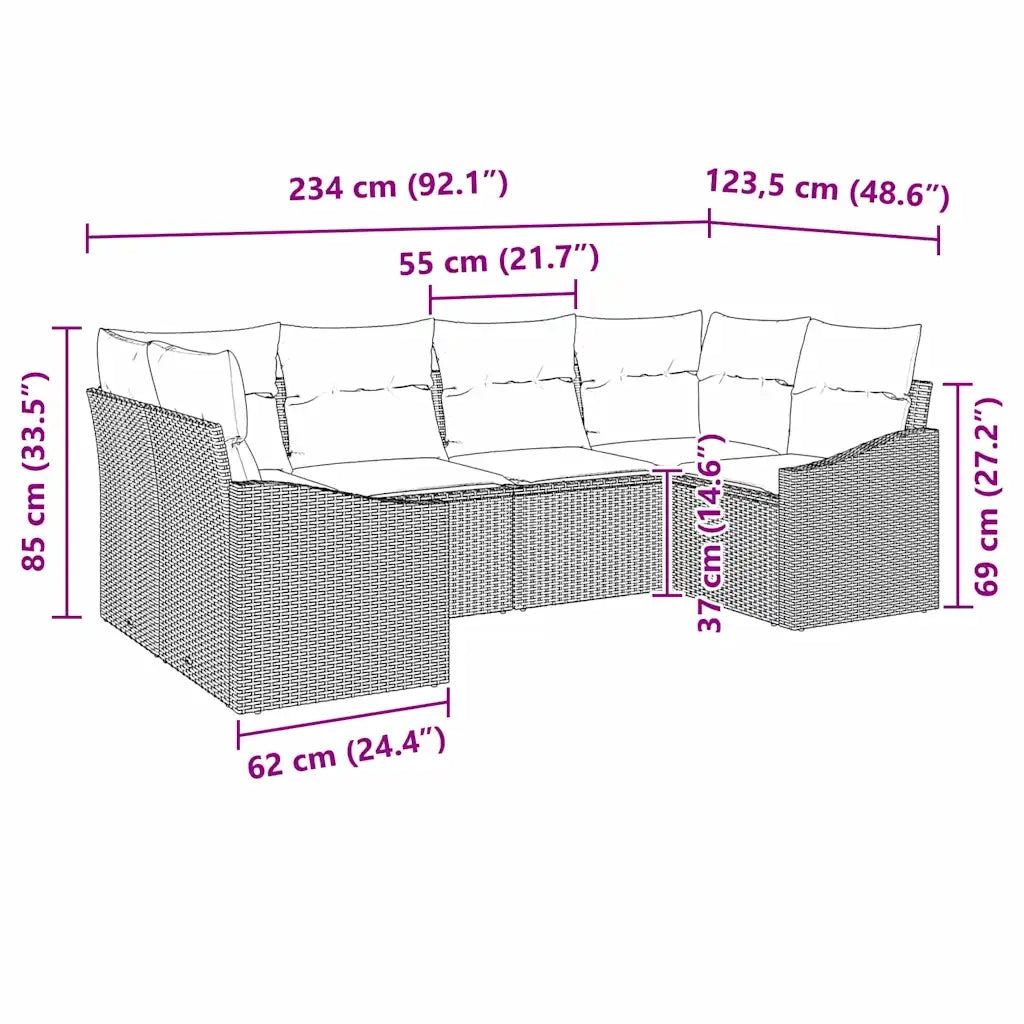 Set di divani con cuscino 6 pcs Beige polyrattan 3346860