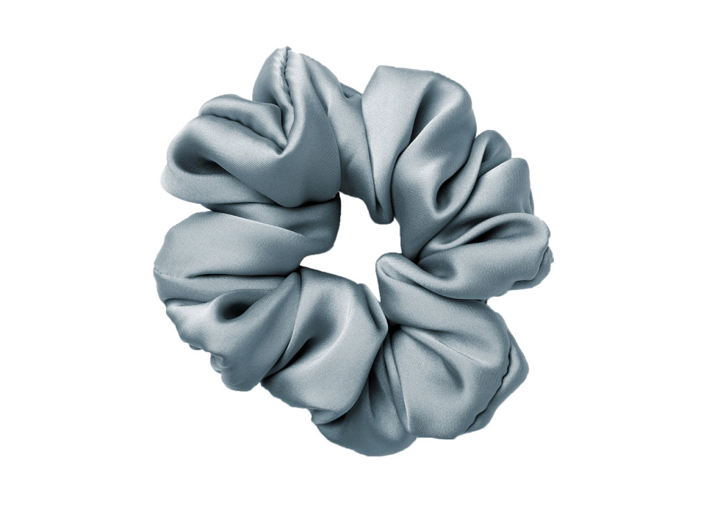 Scrunchies Elastico Per Capelli Crespi 100% Seta In Tinta Unita - Scrunchies - Azzurro