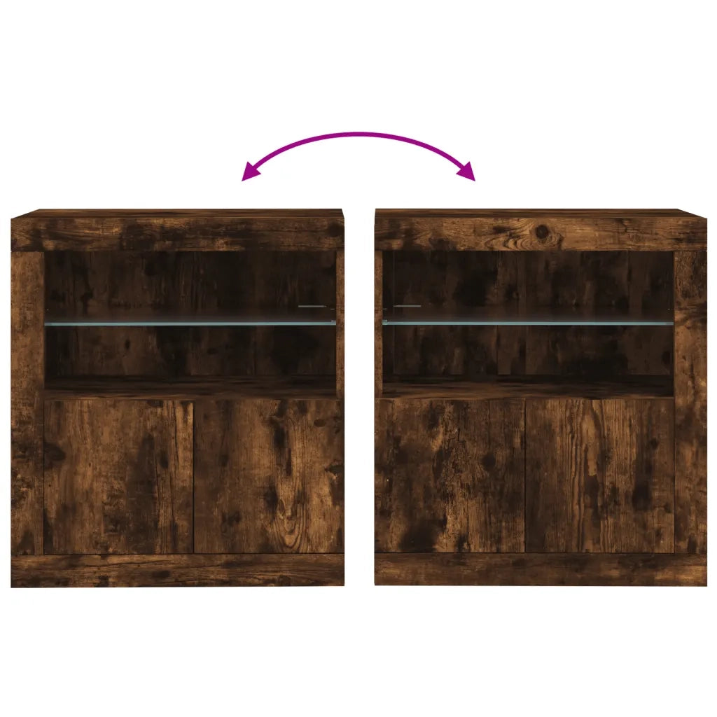Credenza con Luci LED Rovere Fumo 60,5x37x67 cm 836620