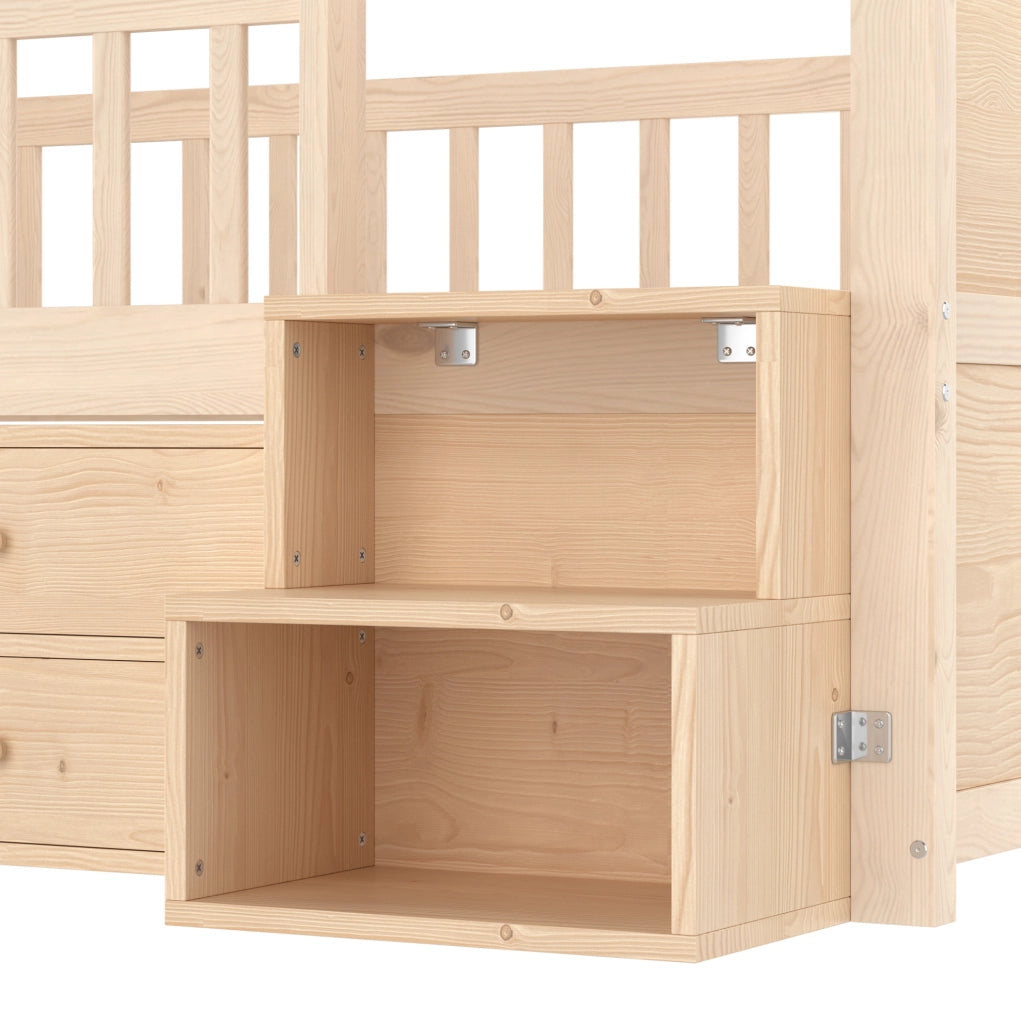 Letto per bambini a casetta 90x200 cm con LED, 4 cassetti e scala contenitore