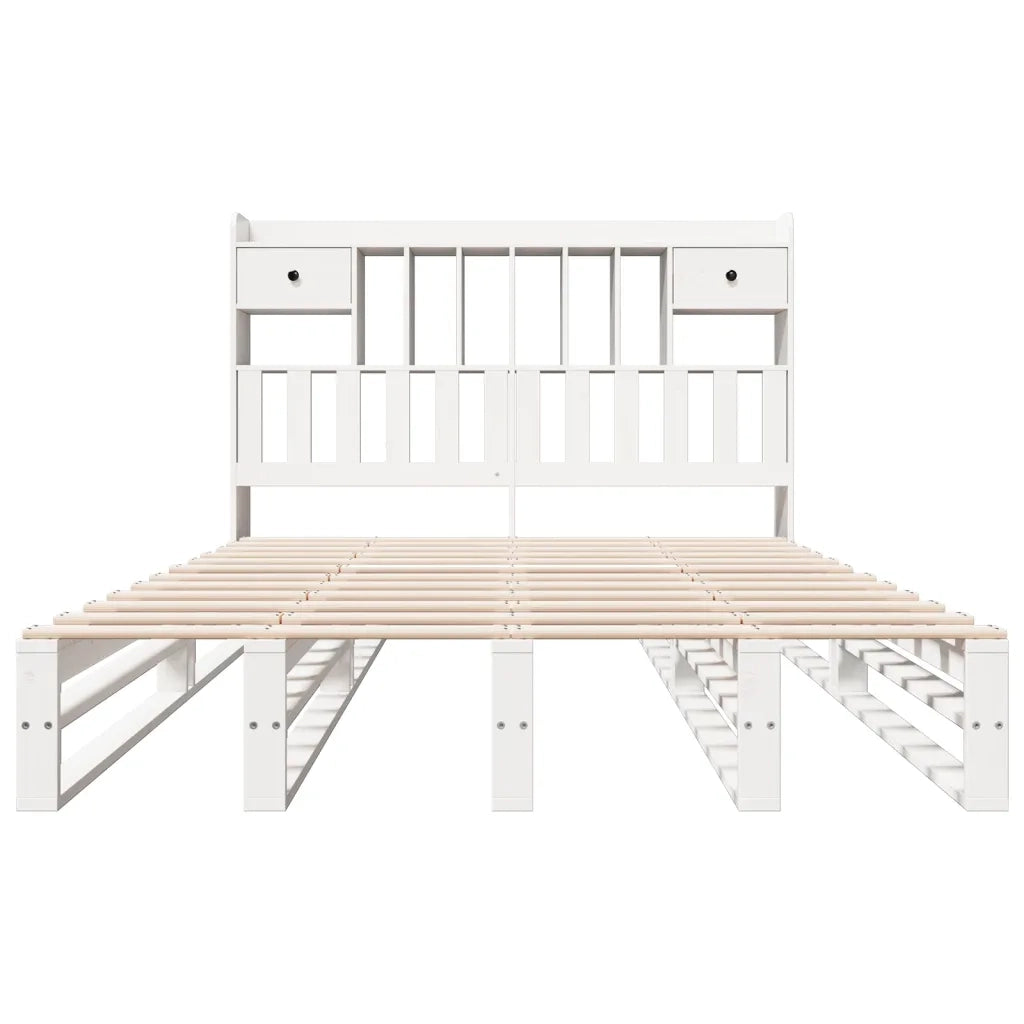 Letto Libreria senza Materasso Bianco 150x200 cm Legno di Pino 3323963