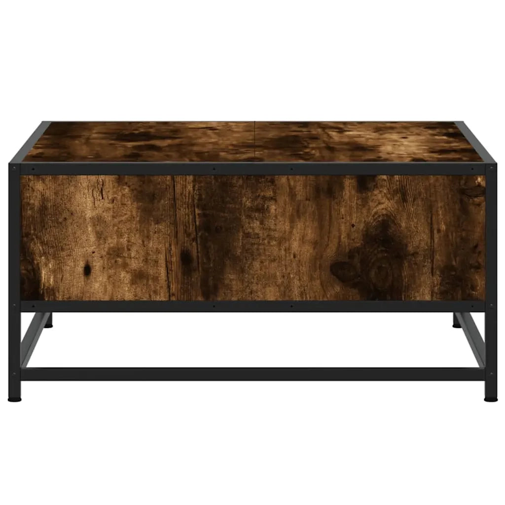 Tavolino Rovere Fumo 60,5x60,5x30 cm in Truciolato e Metallo