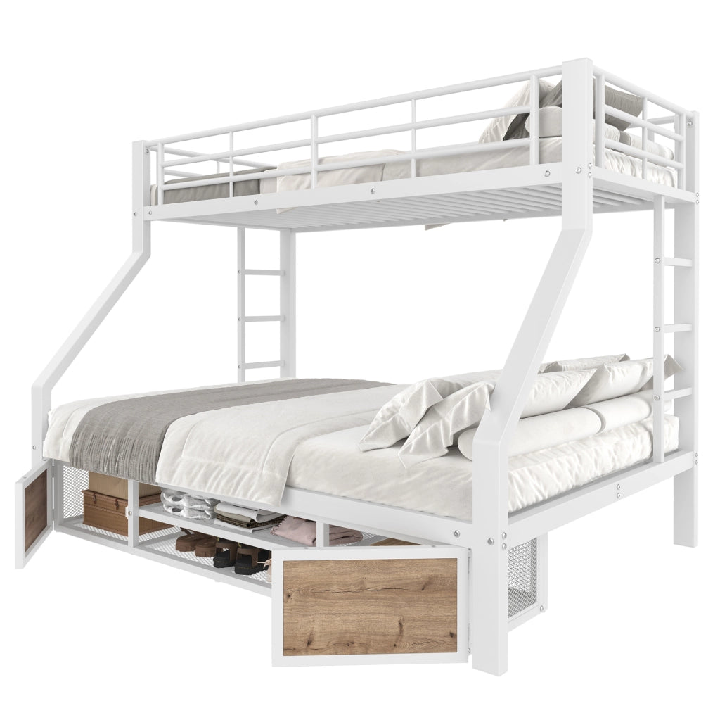 Letto a castello con scarpiera e vani contenitivi 90x200 / 140x200 cm