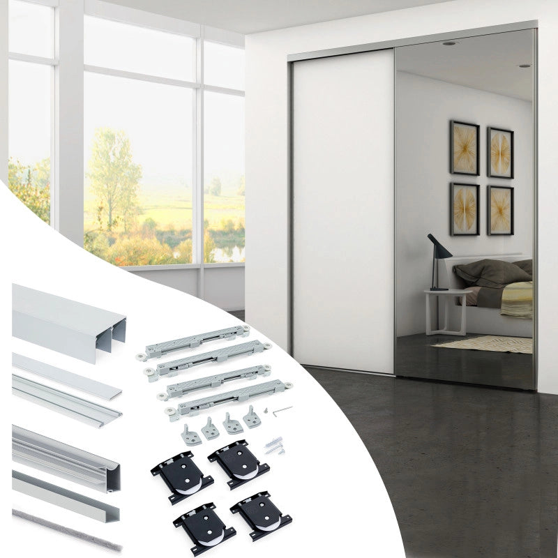 Kit di ferramenta per armadio a 2 porte scorrevoli e chiusura ammortizzata Placard 81, profilo Wave, spessore 18 mm, p..