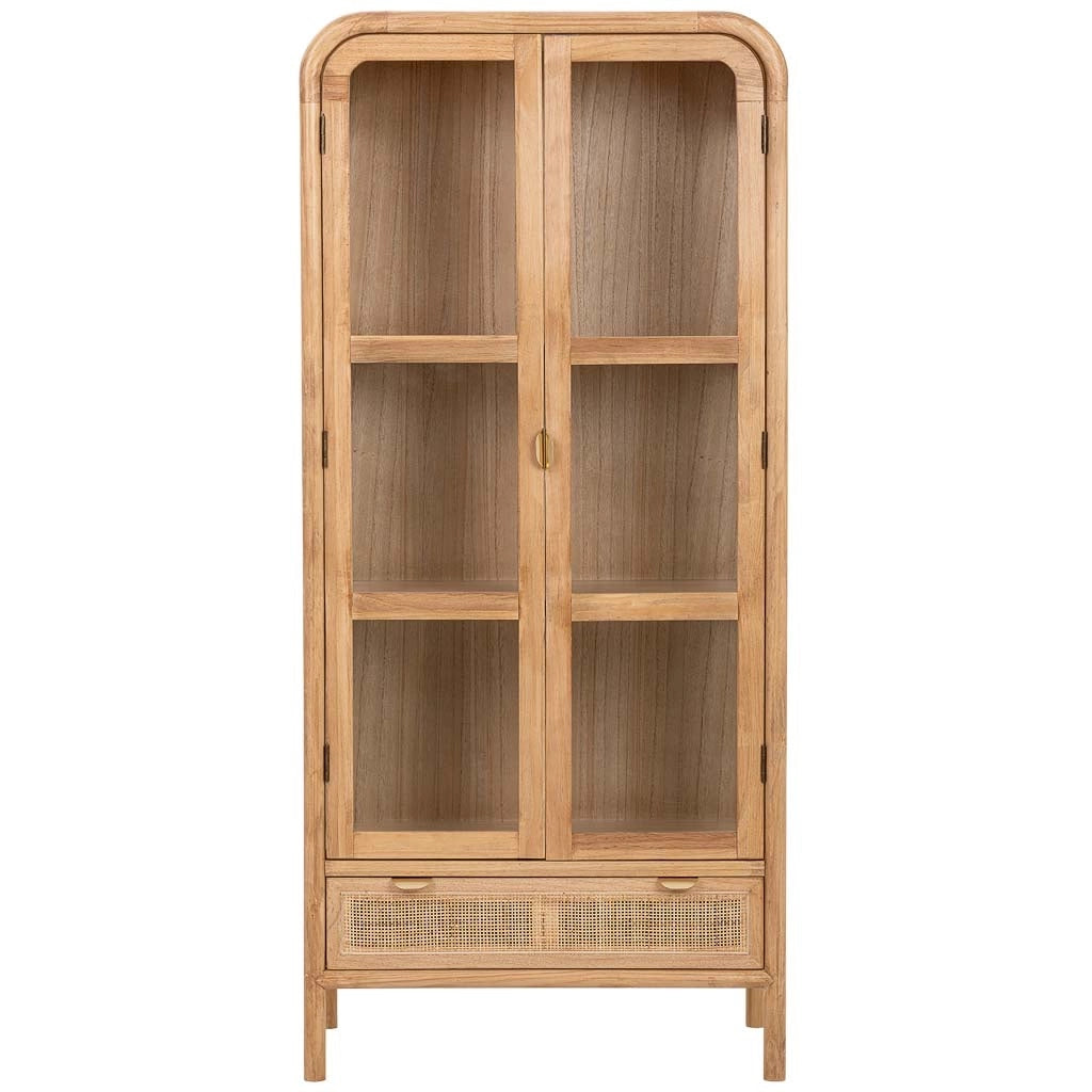 Vetrina in legno e rattan marrone 72x40.5x160h cm