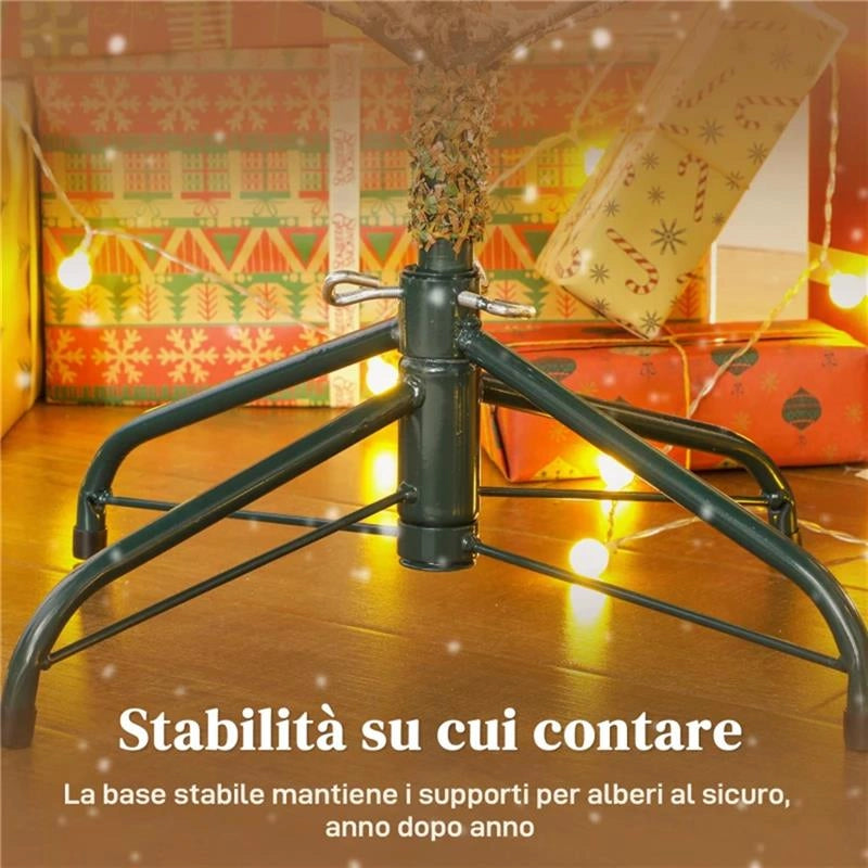 ALBERO DI NATALE INNEVATO ALTO 180 CM CON RAMI REALISTICI E BASE IN METALLO PIEGHEVOLE