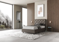 Letto Matrimoniale Francese 140x190 cm con Rete Priya Cappuccino