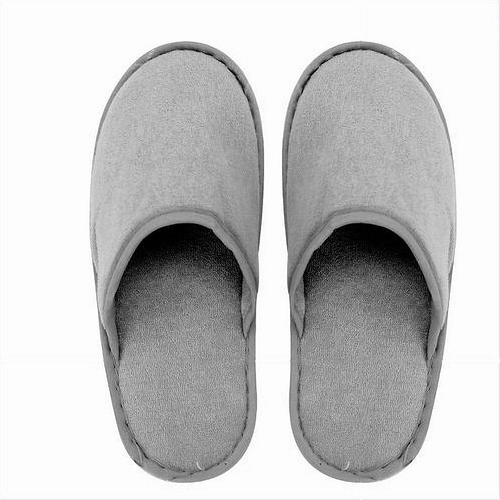 Trade Shop - Coppia Pantofole Ciabatte Bagno Chiuse Tessuto Grigio Taglia 39-45 Stanza 79695 -