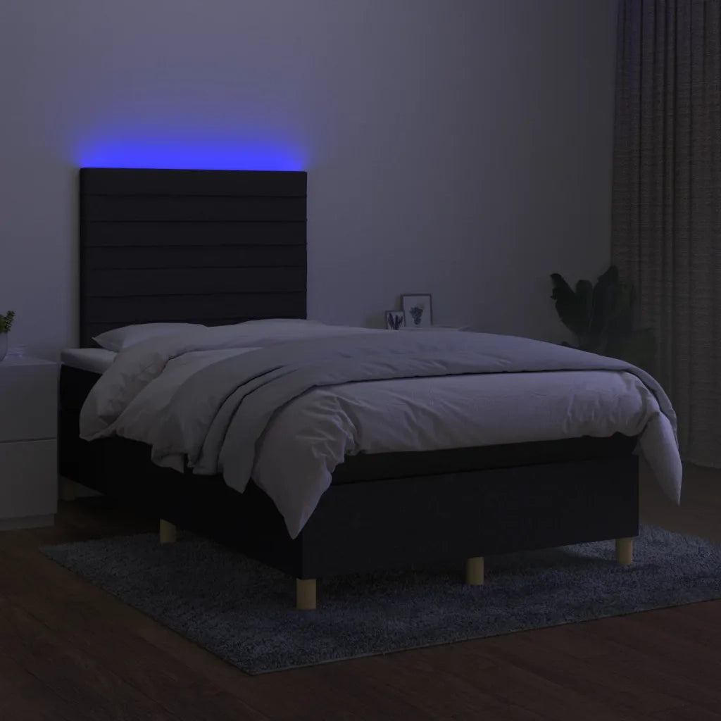 Letto a Molle con Materasso e LED Nero 120x200cm in Tessuto cod mxl 63838