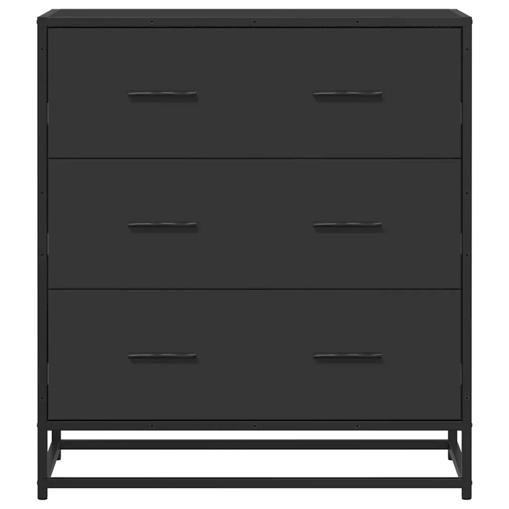 Credenza Rovere Nera 68x35x76 cm in Truciolato e Metallo 848969