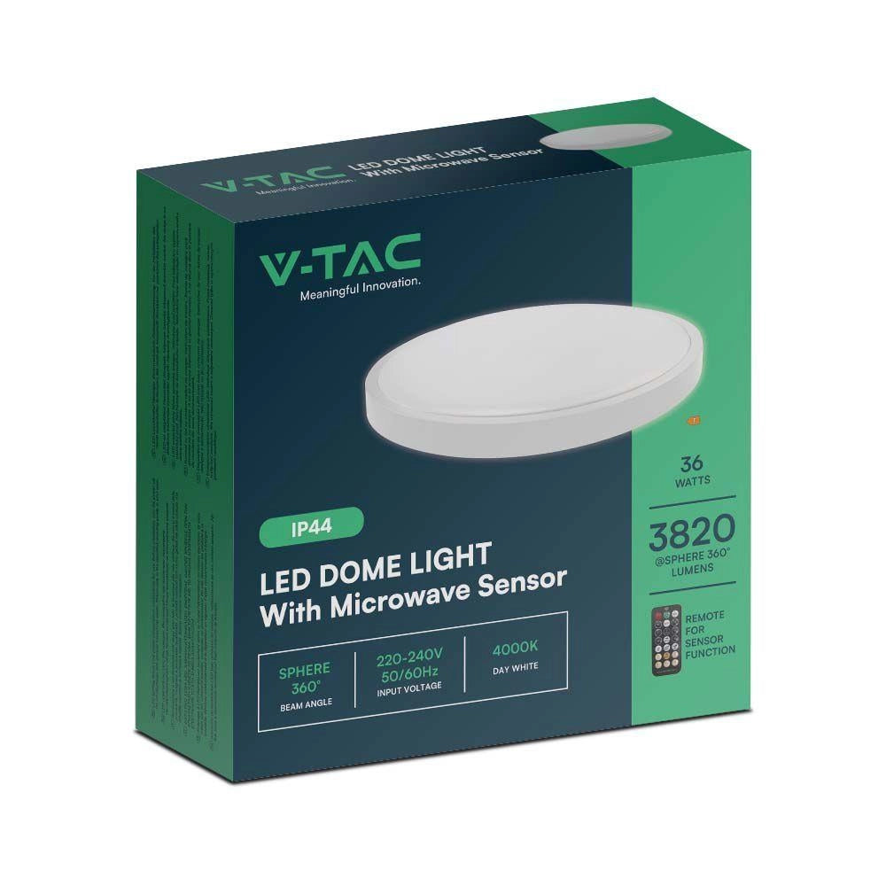Plafoniera LED V-TAC 36W tonda 42cm IP44 sensore bianca