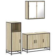Set Mobili da Bagno | Armadio da bagno 3 pz Rovere Sonoma in Legno Multistrato