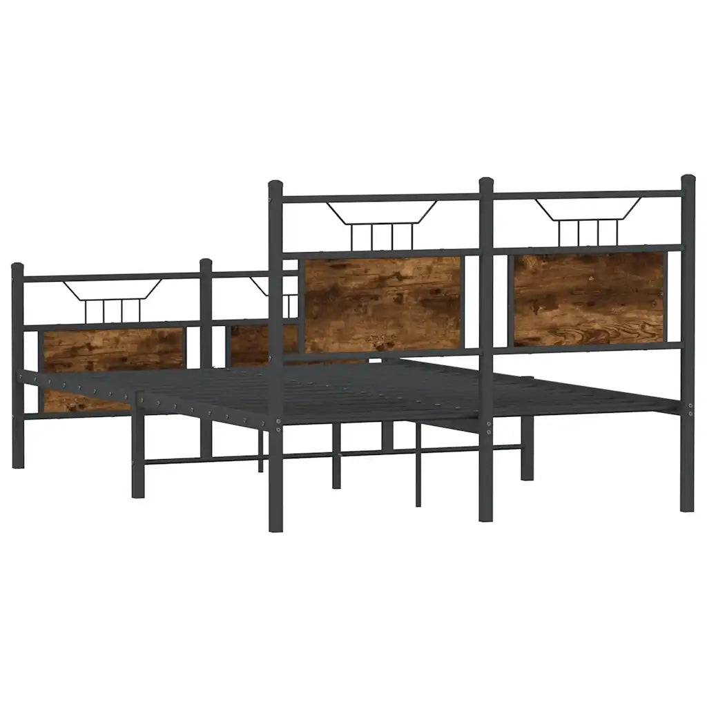 Letto matrimoniale | Letto per adulti | Giroletto senza Materasso Rovere Fumo 120x190 cm in Truciolato