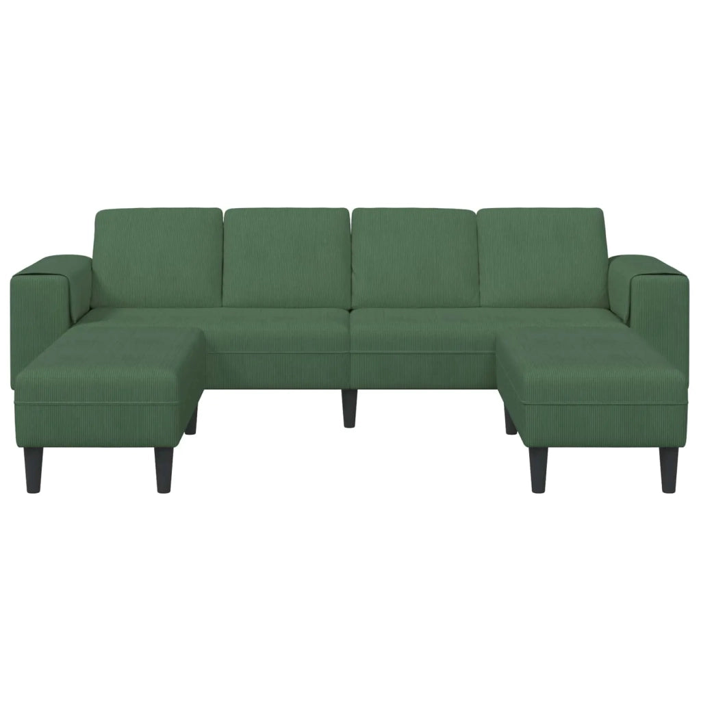 Divano Verde Scuro 250 x 188 x 76 cm Tessuto in Cords 3335136