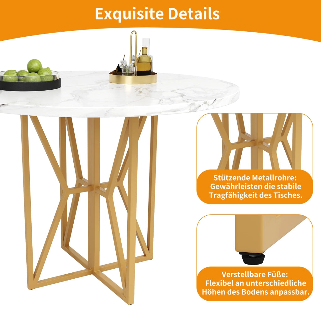 TAVOLO DA PRANZO 80x80x76 cm MDF e metallo colore oro