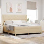Letto Box Spring Crema con Materasso 200x200 cm Tessuto