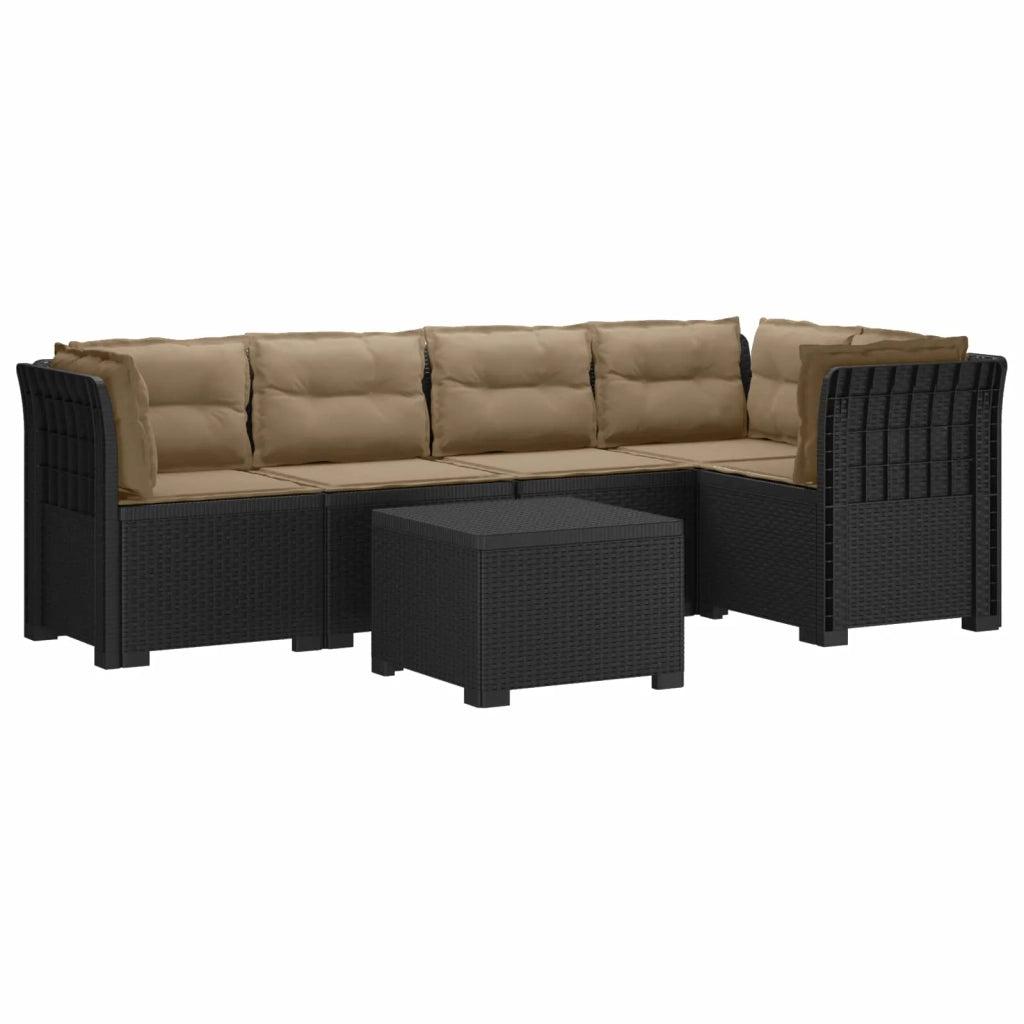 Divano da Giardino 5 Posti con Cuscini Stile Rattan PP 3444088