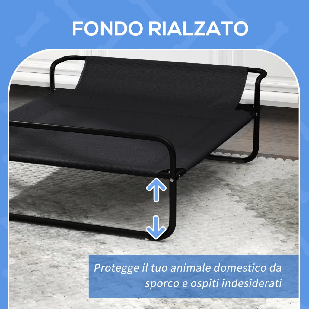Lettino per Cani Rialzato con Poggiatesta ¨C Zephmum ¨C Nero 91x69x29 cm