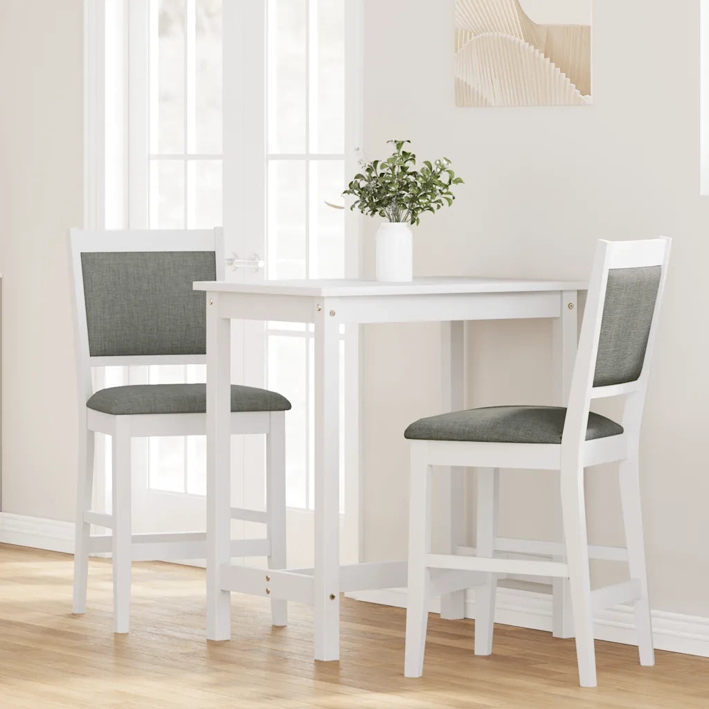 Sgabelli da Bar con Cuscini 2 pz Bianco Legno Massello di Hevea 4102566